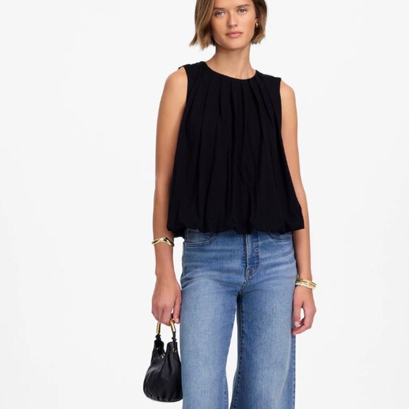 Madewell Sleeveless Crewneck Bubble Top NWT in black - Picture 3 of 9